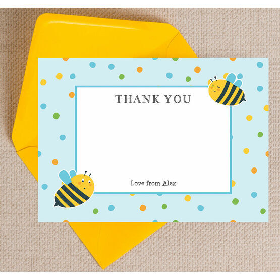 Bumble Bees Thank You Card - Blue