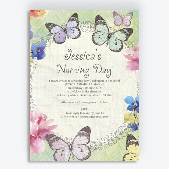 Butterfly Garden Naming Day Ceremony Invitation