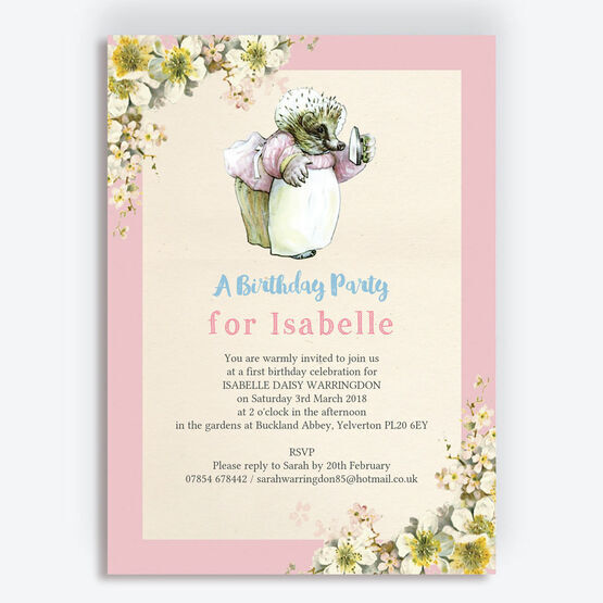 Mrs Tiggy Winkle Birthday Party Invitation