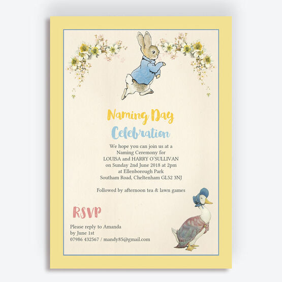 Peter & Jemima Naming Day Ceremony Invitation