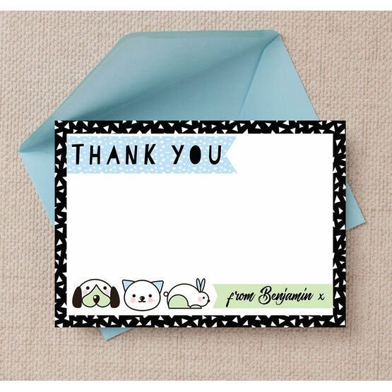 Pet Themed Thank You Card - Blue
