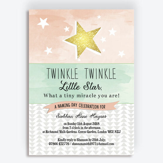 Twinkle Star Naming Ceremony Day Invitation