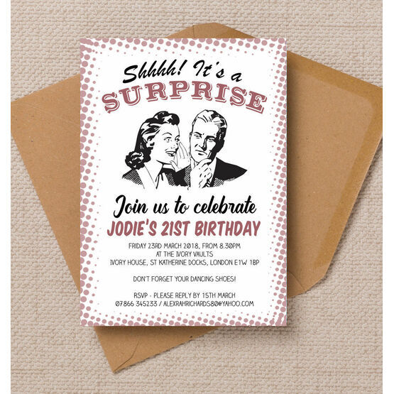 Retro Surprise Ladies Birthday Party Invitation