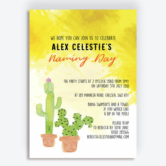 Cactus Naming Day Ceremony Invitation