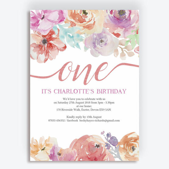 Pastel Floral Birthday Party Invitation