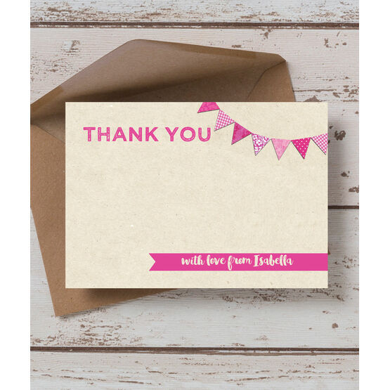 Vintage Pink Bunting Thank You Card