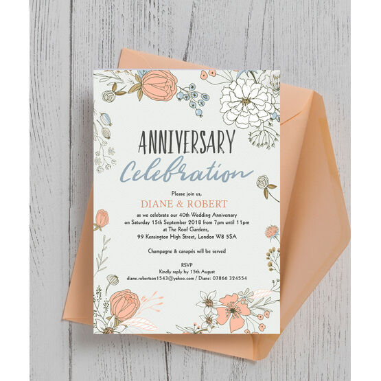 Wild Flowers 40th / Ruby Wedding Anniversary Invitation