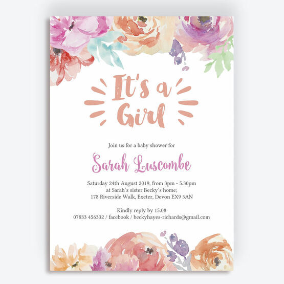 Pastel Floral Baby Shower Invitation