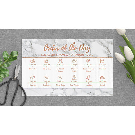 Marble & Copper Wedding Timeline Cards