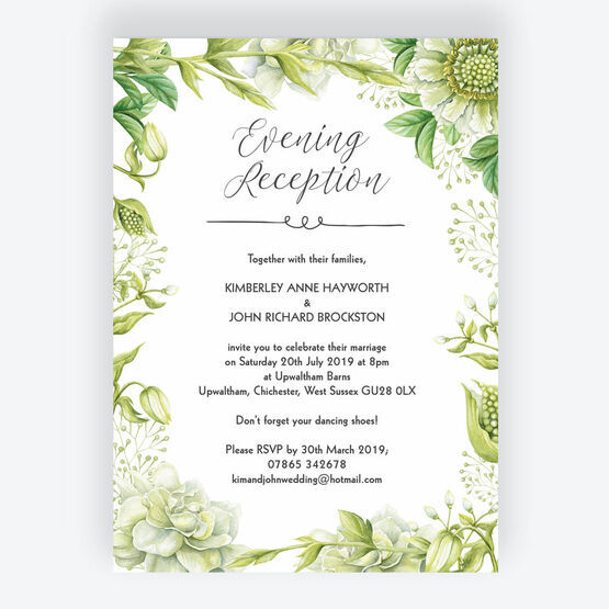 Greenery Evening Reception Invitation