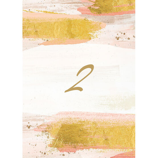 Blush & Gold Brush Strokes Table Number