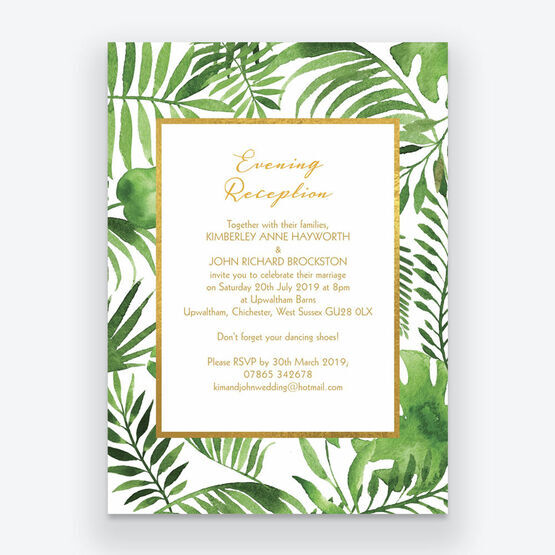 Tropical Leaves Evening Reception Invitation