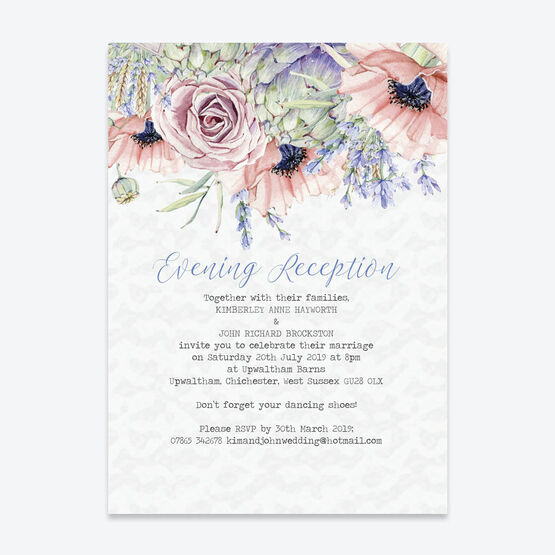 Country Flowers Evening Reception Invitation