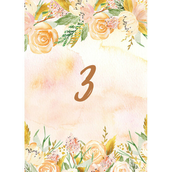 Gold Floral Table Number