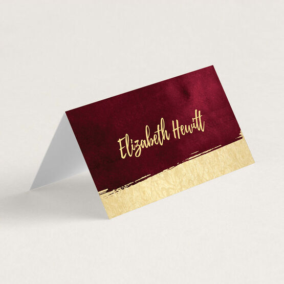 Burgundy & Gold Folded Wedding Place Cards