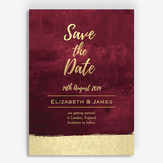 Burgundy & Gold Save the Date
