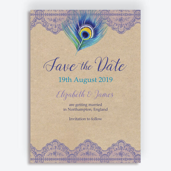 Rustic Peacock Save the Date