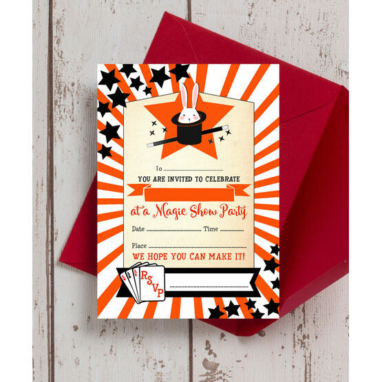 Pack of 10 Magic Show Party Invitations