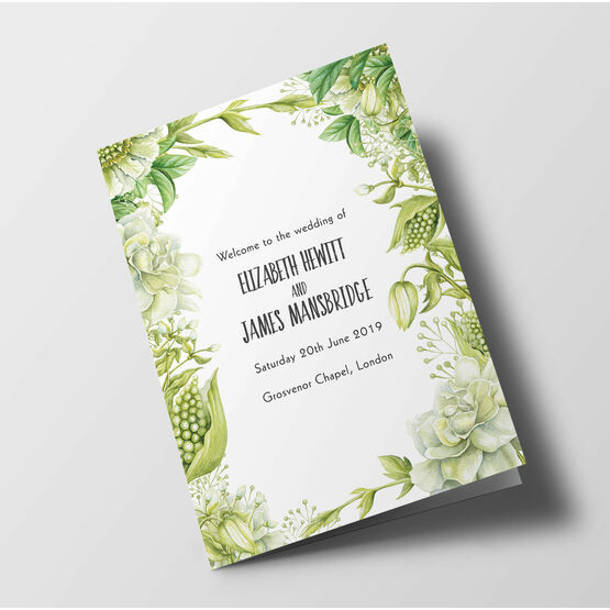 Greenery Wedding Order of Service Booklet