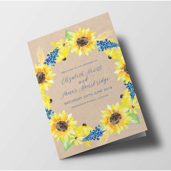 Rustic Sunflower Wedding Order of Service Booklet