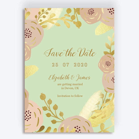 Mint, Blush & Gold Wedding Save the Date