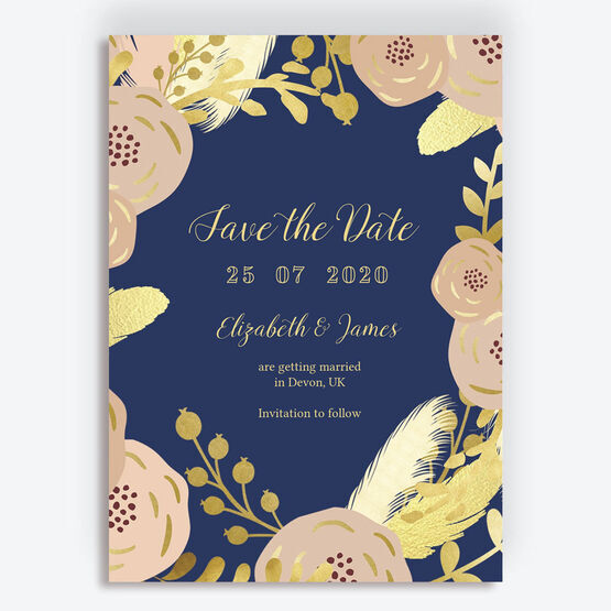 Navy, Blush & Gold Wedding Save the Date