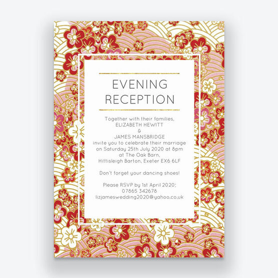 Origami Floral Evening Reception Invitation