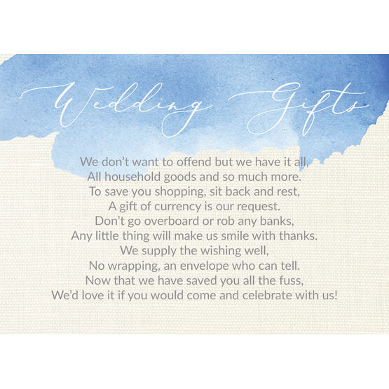 Pastel Blue Watercolour Gift Wish Card