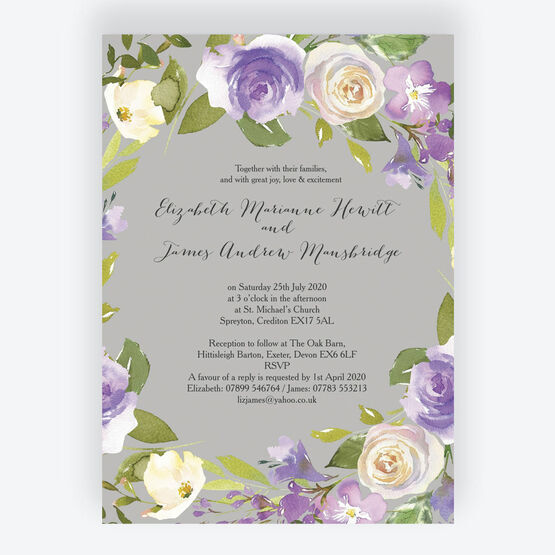 Pastel Lilac Flowers Wedding Invitation