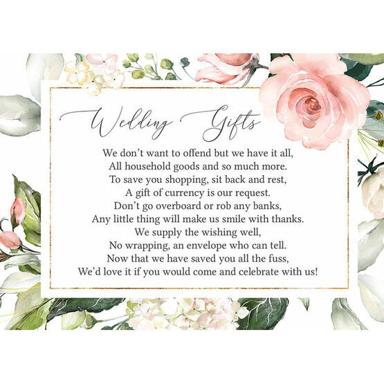 White, Blush & Rose Gold Floral Gift Wish Card