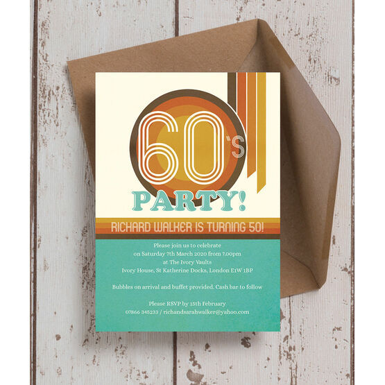 Retro 1960s 50th Birthday Party Invitation