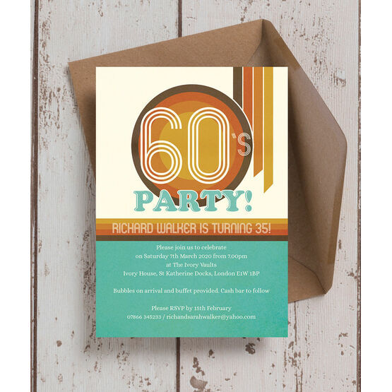 Retro 1960s Birthday Party Invitation