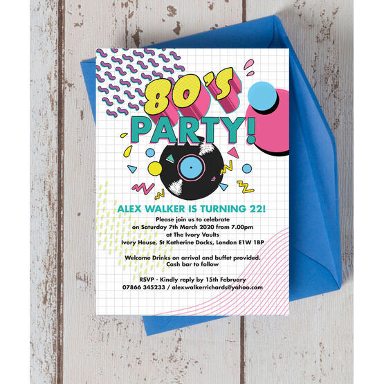 Retro 1980s Birthday Party Invitation
