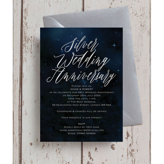 Starry Night 25th / Silver Wedding Anniversary Invitation