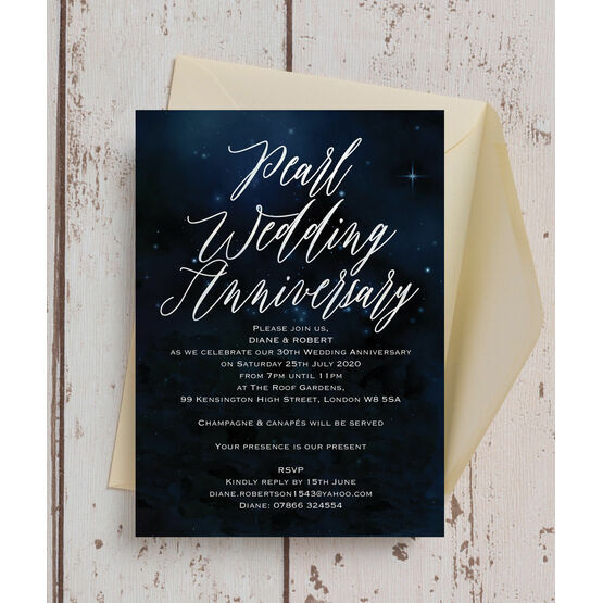 Starry Night 30th / Pearl Wedding Anniversary Invitation