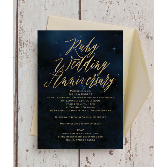 Starry Night 40th / Ruby Wedding Anniversary Invitation