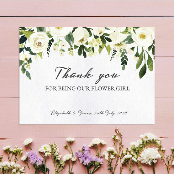 Cream Flowers 'Thank You for Being Our Flower Girl' Card