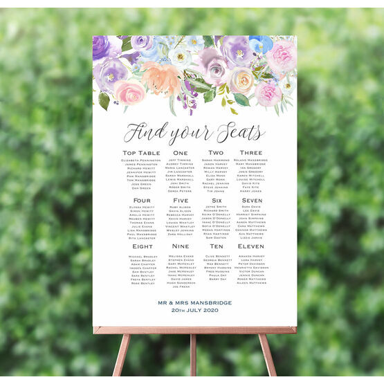 Spring Pastel Floral Wedding Seating Plan