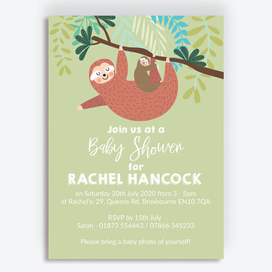 Cute Sloth Baby Shower Invitation