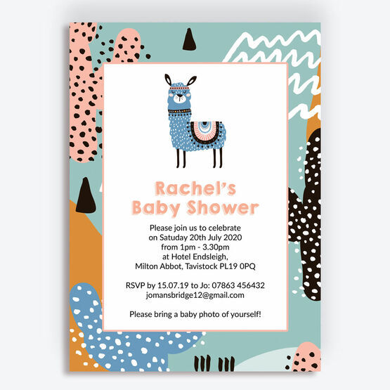 Boho Llama Baby Shower Invitation