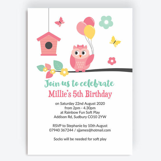 Cute Owl Birthday Party Invitation