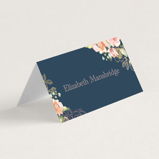 Navy, Blush & Rose Gold Floral Place Cards