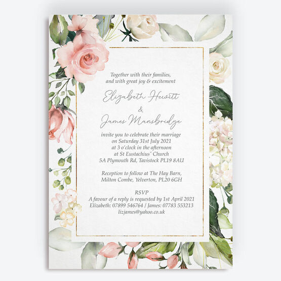 Blush & Gold Geometric Floral Wedding Invitation