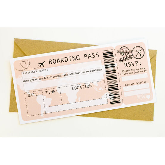 Pack of 10 Ready To Write Boarding Pass Wedding Invitations