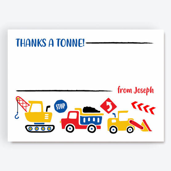 Diggers, Trucks & Construction Thank You Cards