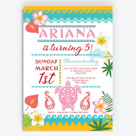 South Pacific Tropical Island Birthday Party Invitations