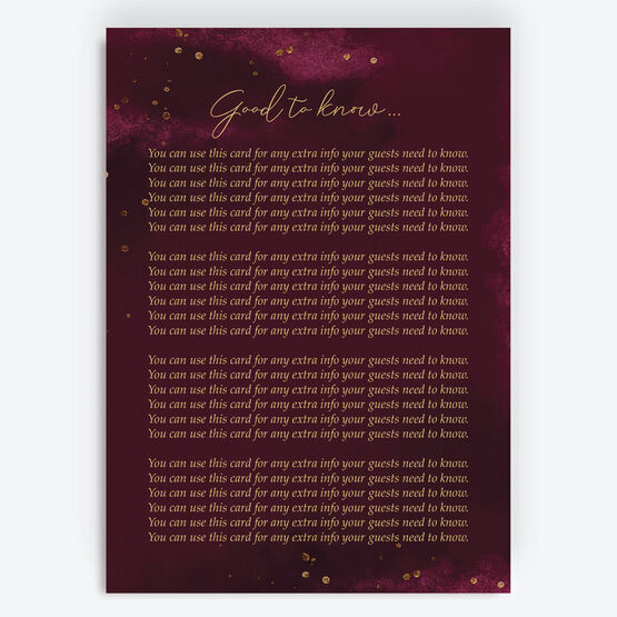 Burgundy & Gold Floral Outline Guest Information Card