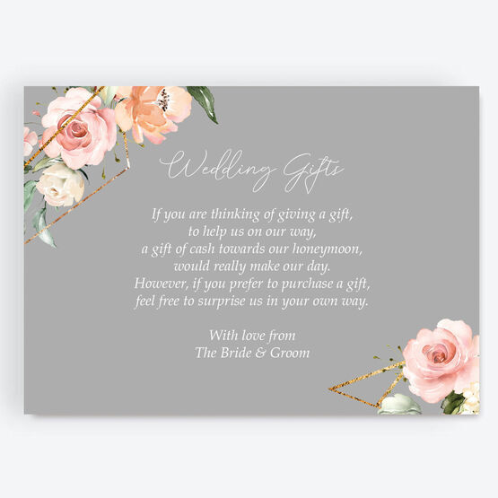 Dove Grey, Blush & Gold Geometric Floral Gift Wish Card