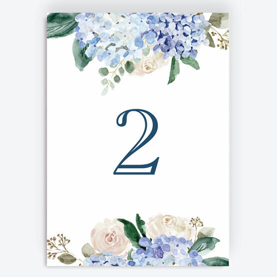 Blue Hydrangea Table Number