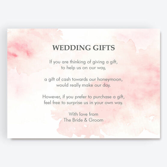 Blush Pink Watercolour Gift Wish Card